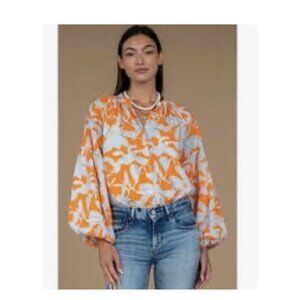 Women’s Olivia James Orange Floral Top Xs